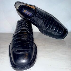 Caporicci Genuine Crocodile Oxford Shoes Men’s 12 Made in Italy Black Vero Cuoio